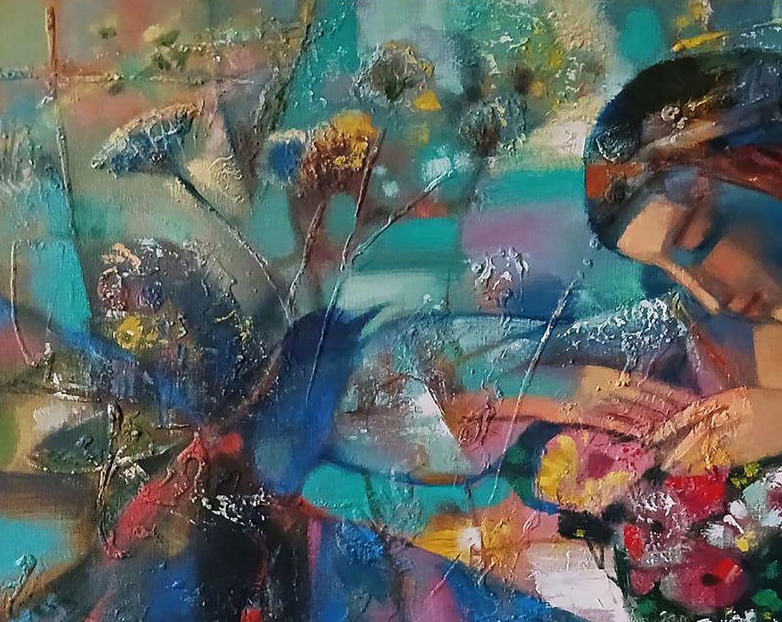 Abstract oil painting Girl and a bouquet of flowers Anatoly Tarabanov - 6