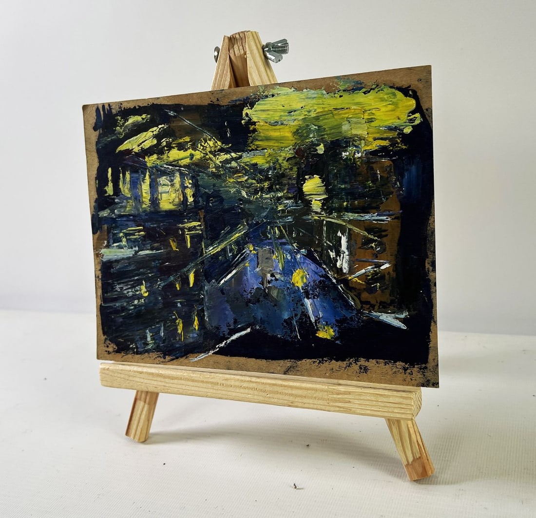 Oil painting Reflection of the city at night Unknown artist - 2