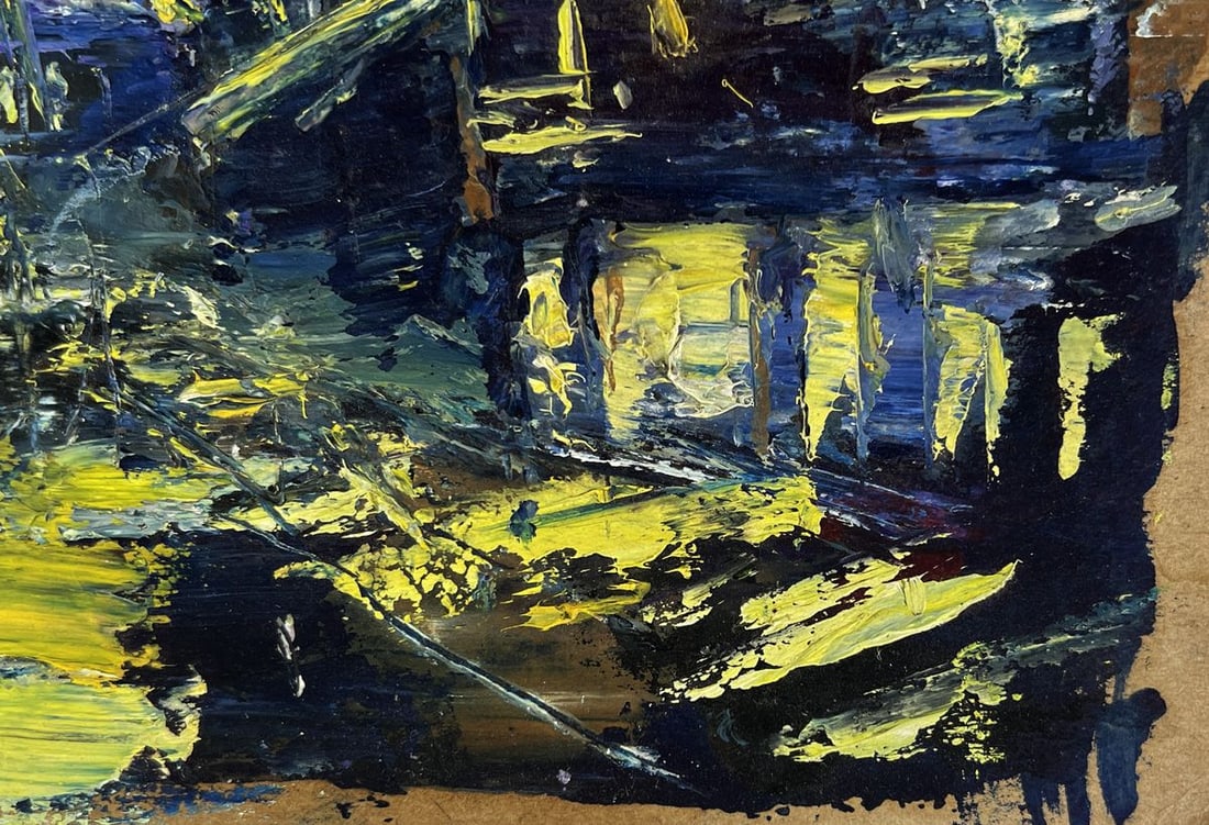 Oil painting Reflection of the city at night Unknown artist - 7