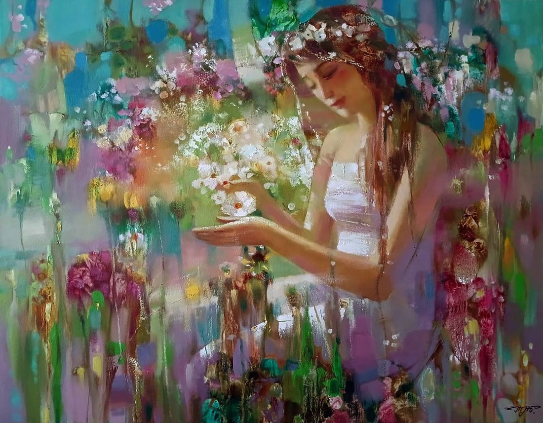 Abstract oil painting Spring Mirage Anatoly Tarabanov: Title: Abstract oil painting Spring Mirage Anatoly Tarabanov Description: NoTar 395 The oil painting on canvas titled "Spring Mirage" is a dreamlike composition that gently transports the viewer into