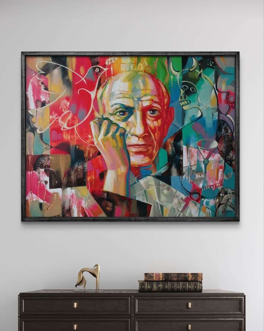 Abstract oil painting Picasso in thought Anatoly Tarabanov - 2