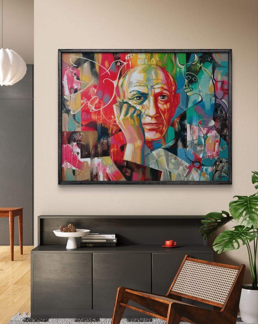 Abstract oil painting Picasso in thought Anatoly Tarabanov - 3