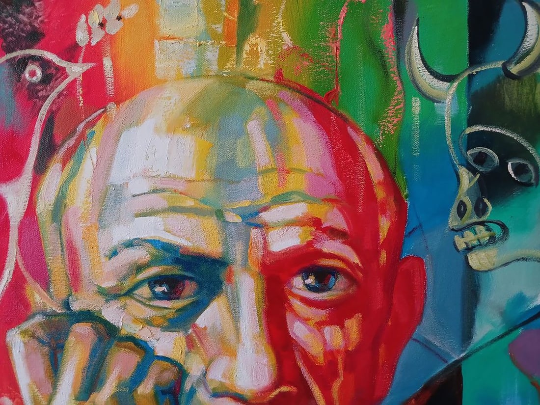 Abstract oil painting Picasso in thought Anatoly Tarabanov - 5