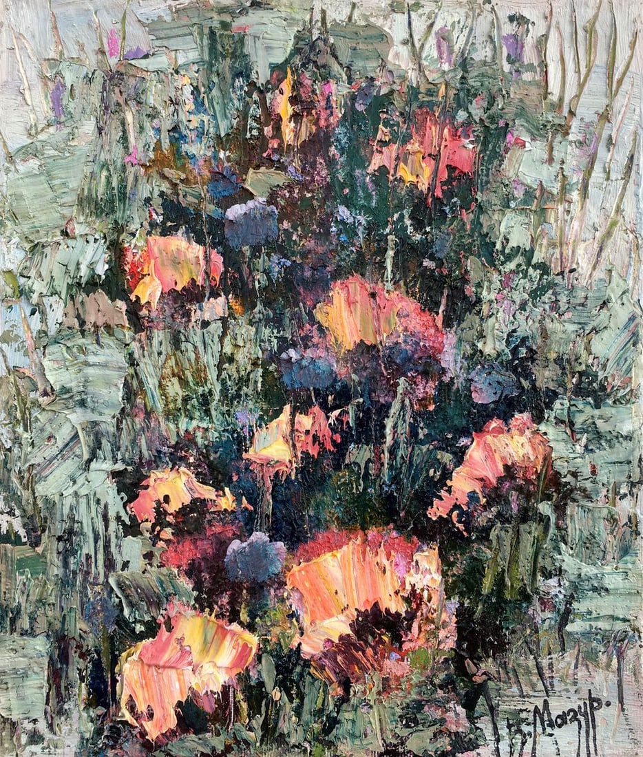 Abstract oil painting Wild tulips Mazur Vladimir: Title: Abstract oil painting Wild tulips Mazur Vladimir Description: No83AAA *** ABOUT THIS PAINTING *** * TITLE: "Wild tulips" * ARTISTS: Mazur Vladimir * SIZE: 28x24 cm/'11.02x9.44 inches' *