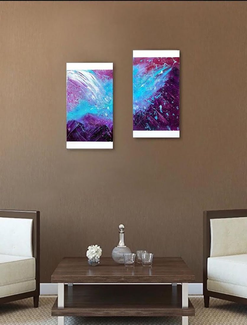 Abstract acrylic painting Winter on Mars Valeria Sign - 2