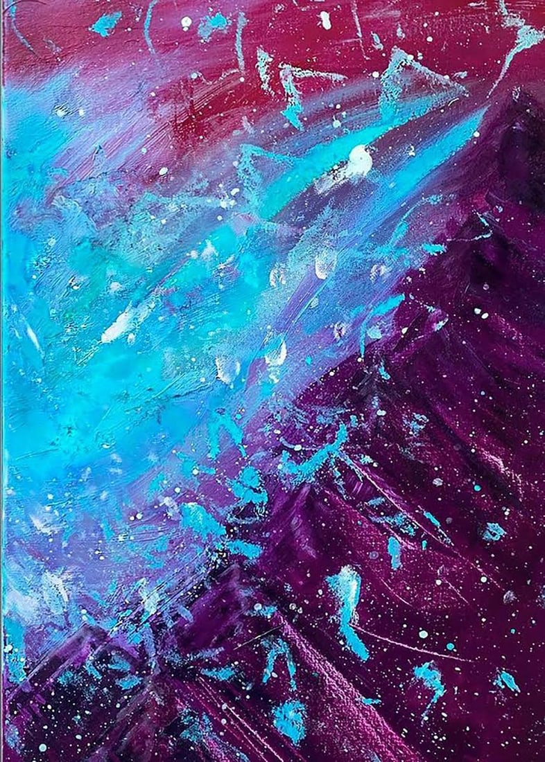 Abstract acrylic painting Winter on Mars Valeria Sign - 4