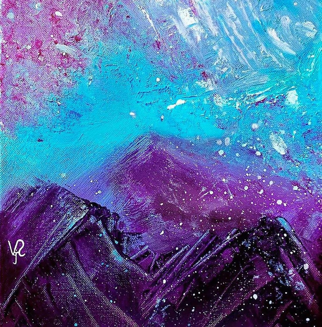 Abstract acrylic painting Winter on Mars Valeria Sign - 5
