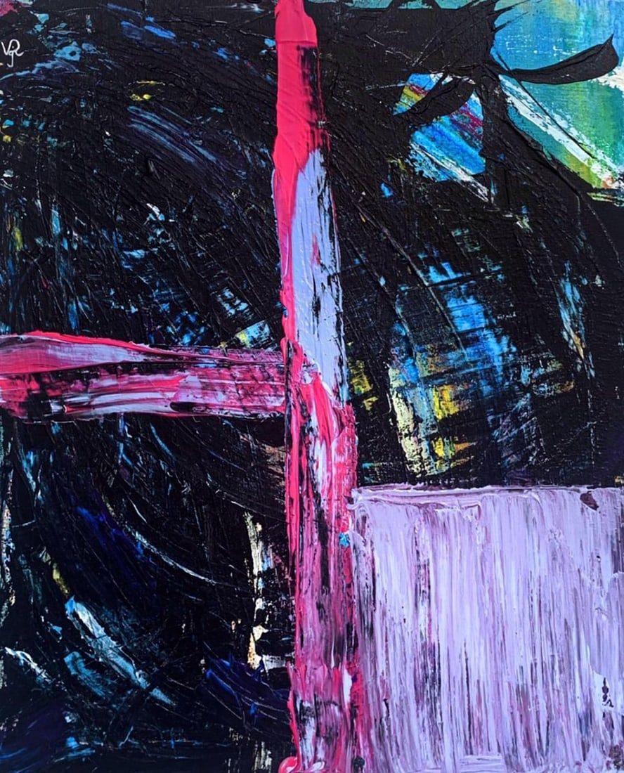 Abstract acrylic painting Leaving night Valeria Sign - 2