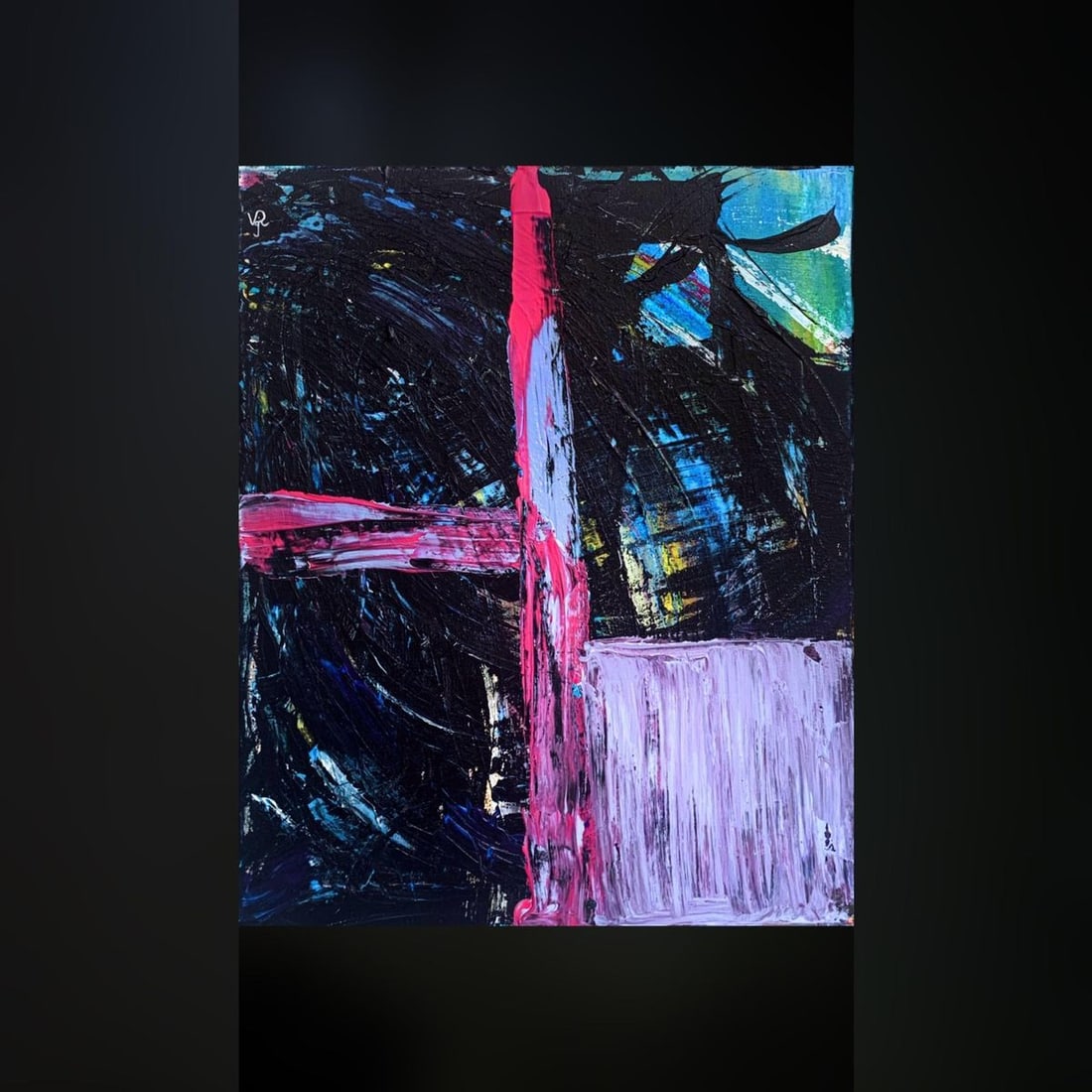 Abstract acrylic painting Leaving night Valeria Sign - 3