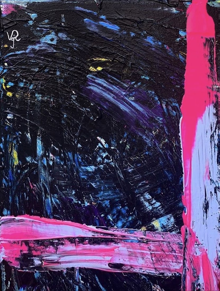 Abstract acrylic painting Leaving night Valeria Sign - 4