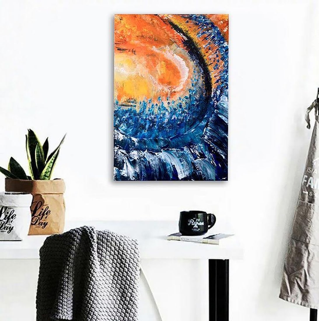 Abstract acrylic painting Waves of Life Valeria Sign (1 of 5)