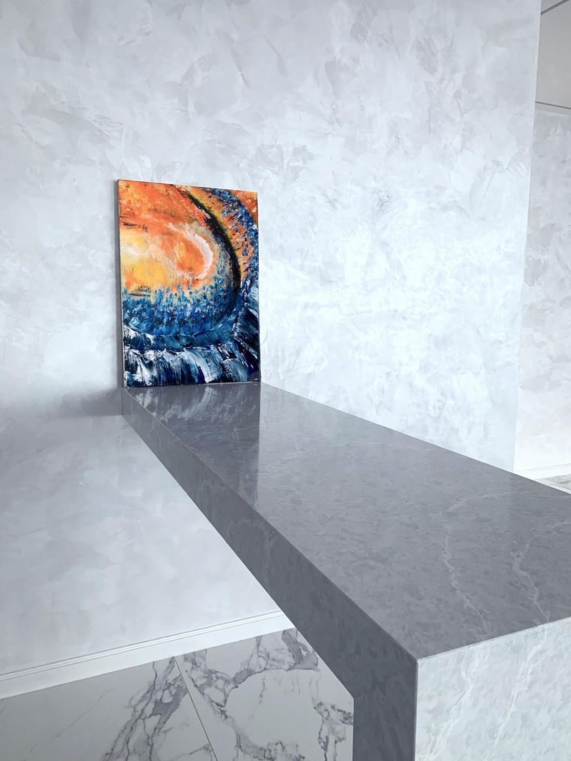 Abstract acrylic painting Waves of Life Valeria Sign - 3