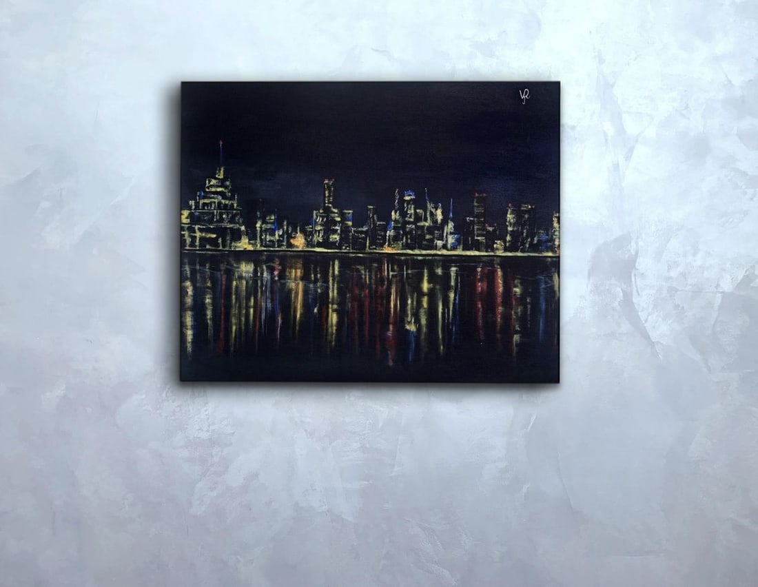 Abstract acrylic painting My bright night Valeria Sign: Title: Abstract acrylic painting My bright night Valeria Sign Description: NoSign 11 *** ABOUT THIS PAINTING *** * TITLE: "My bright night" * ARTISTS: Valeria Sign * SIZE: 40x50 cm/'15.74x19.68