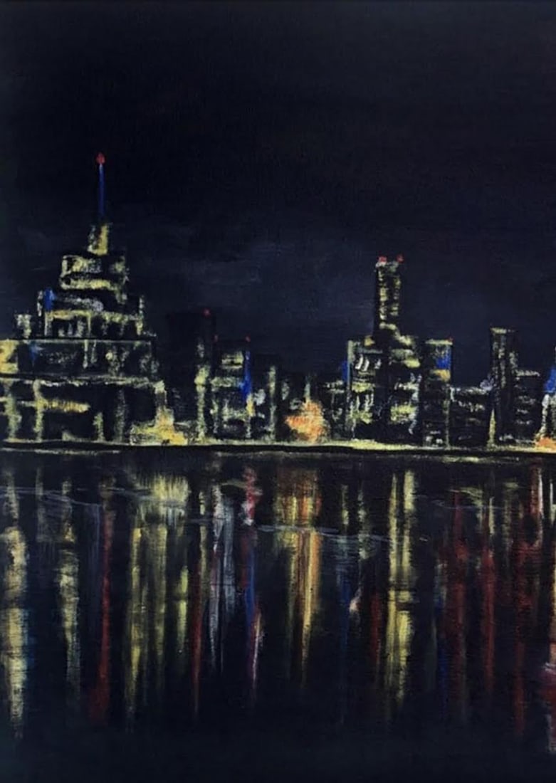 Abstract acrylic painting My bright night Valeria Sign - 3