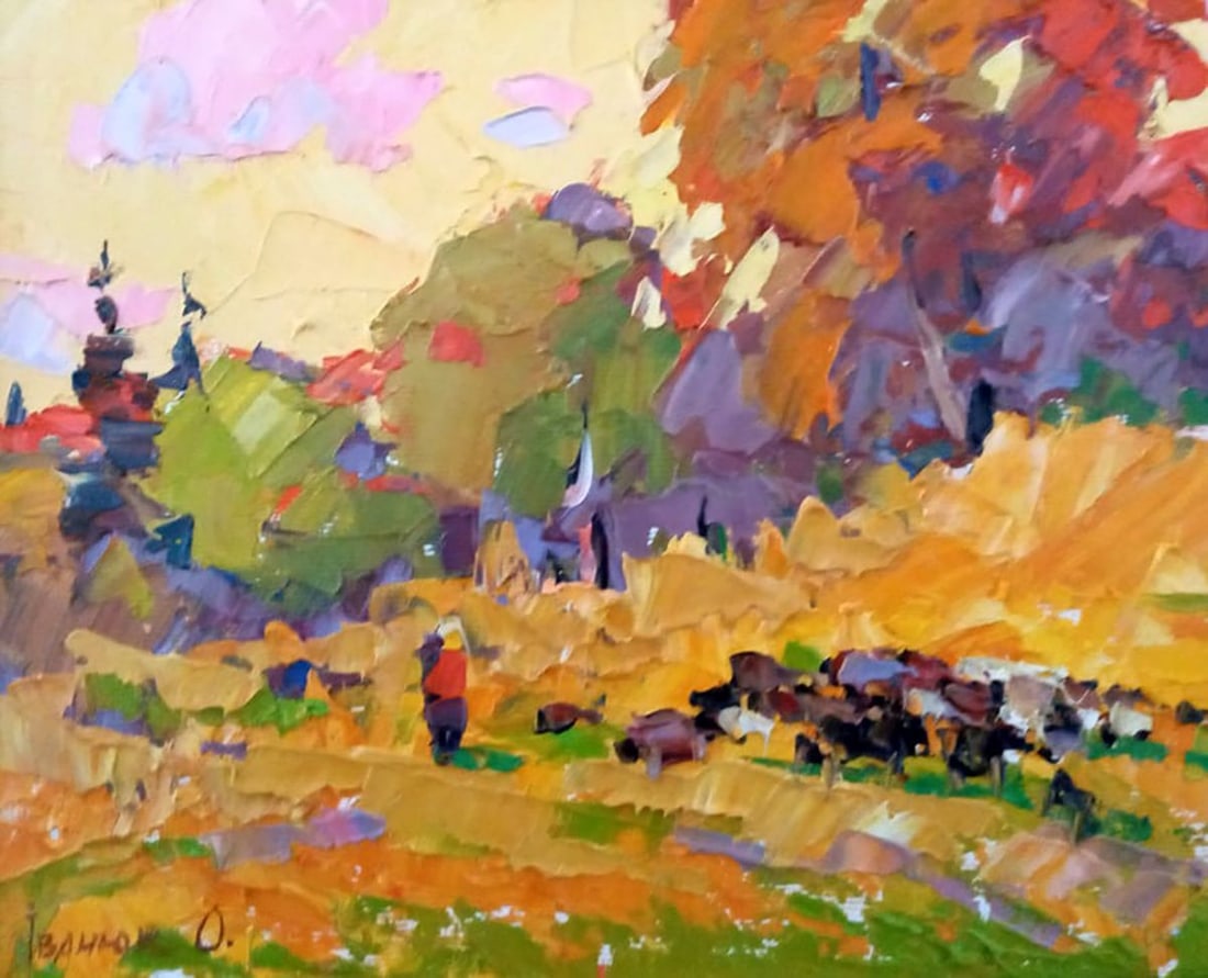 Oil painting Warm autumn Kalenyuk Alex: Title: Oil painting Warm autumn Kalenyuk Alex Description: No286AAA *** ABOUT THIS PAINTING *** * TITLE: "Warm autumn" * ARTISTS: Kalenyuk Alex * SIZE: 20x25 cm/'7.87x9.84 inches' * MEDIUM: oil, canva