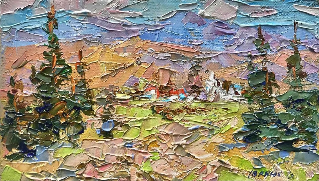 Oil painting Memories of the Carpathians Kalenyuk Alex: Title: Oil painting Memories of the Carpathians Kalenyuk Alex Description: No432AAA *** ABOUT THIS PAINTING *** * TITLE: "Memories of the Carpathians" * ARTISTS: Kalenyuk Alex * SIZE: 15x25 cm/'5.90x9