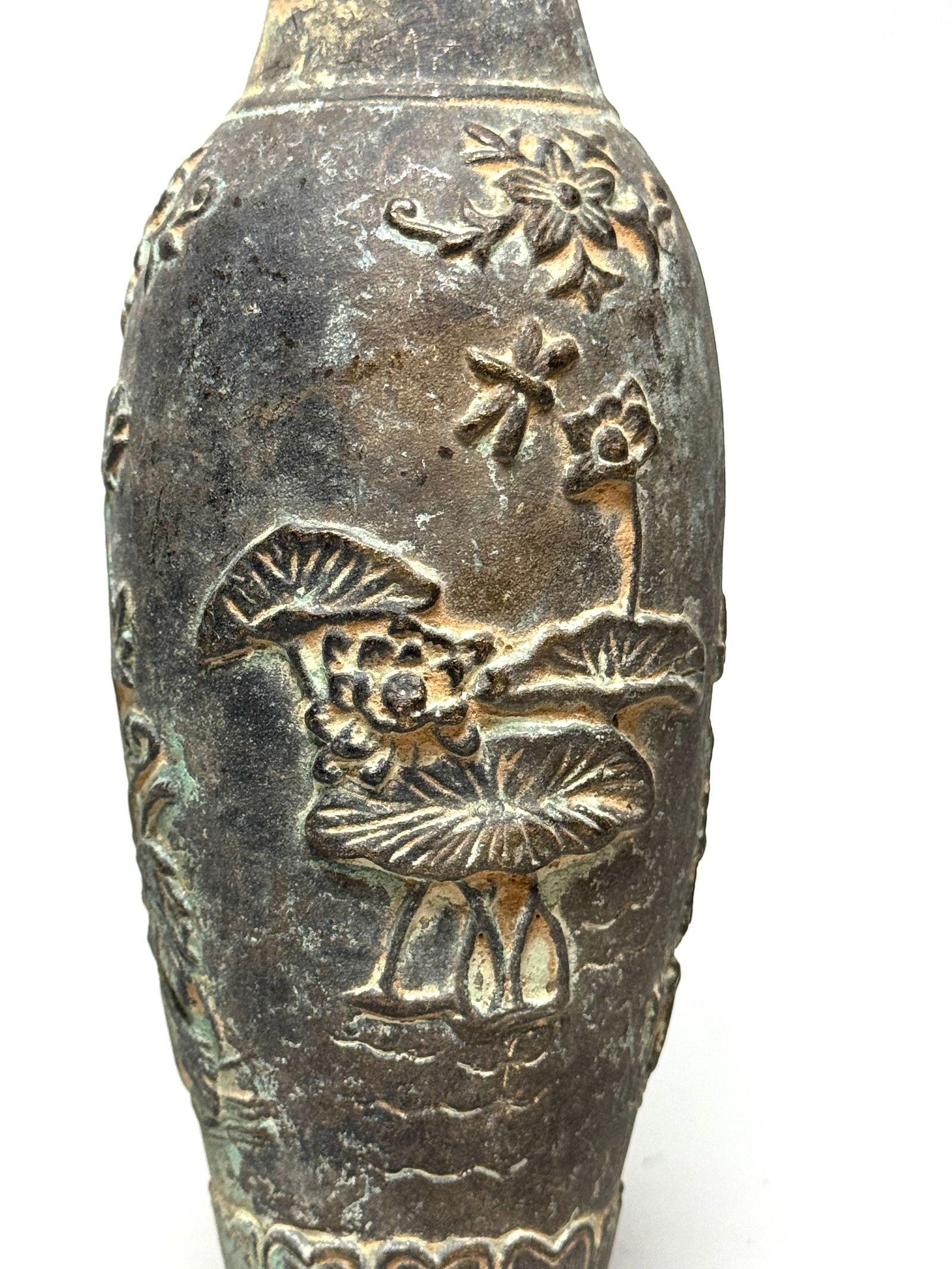 Chinese bronze vase with Lotus and Koi - China - 3