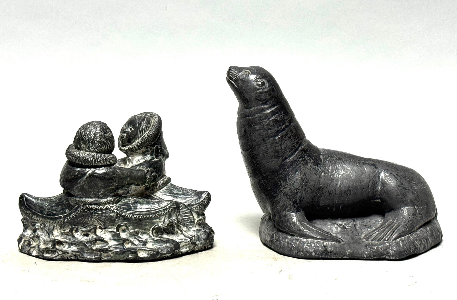 INUIT - 2 Sculptures by Edmund Wolf Jr. stone Impressions - Canada (1 of 18)