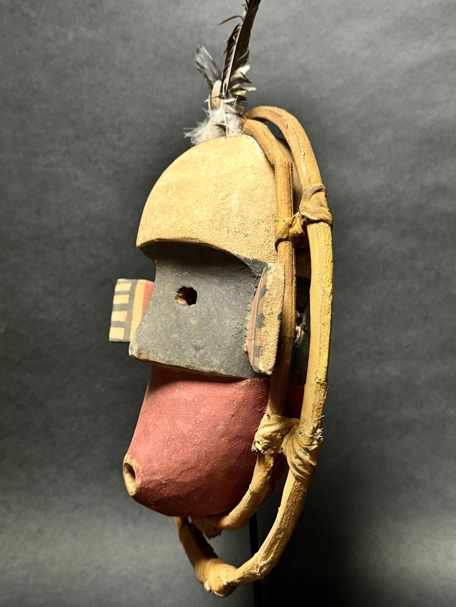 Yupik Mask with feathers made by the Inuit People who live on the West Coast of Alaska. - 10