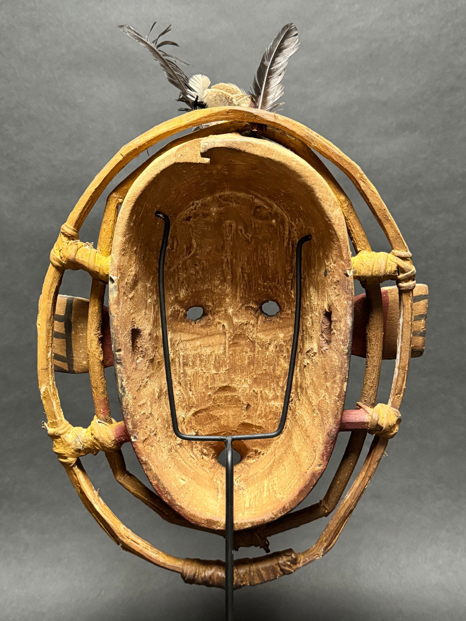 Yupik Mask with feathers made by the Inuit People who live on the West Coast of Alaska. - 12