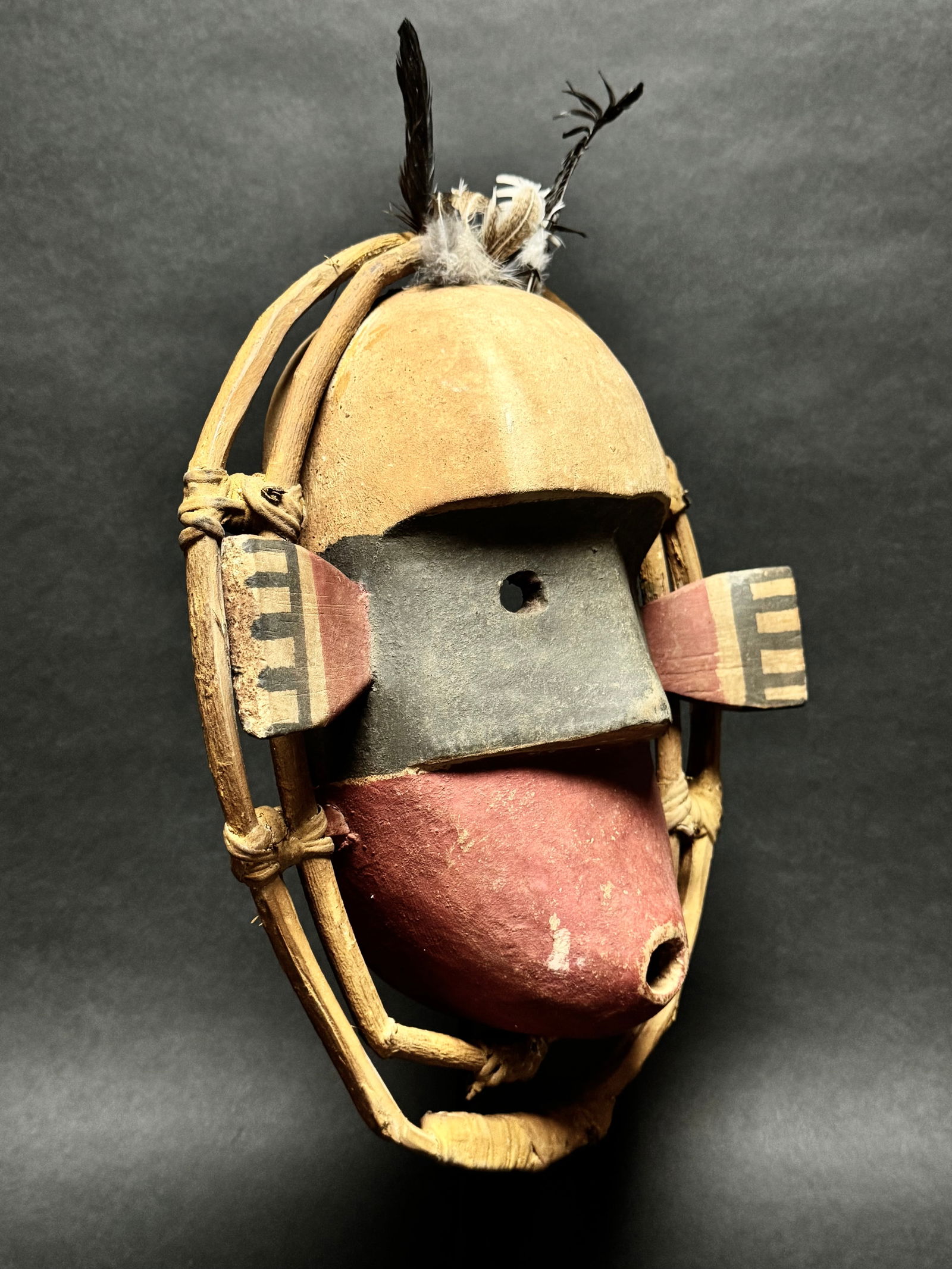 Yupik Mask with feathers made by the Inuit People who live on the West Coast of Alaska. - 8