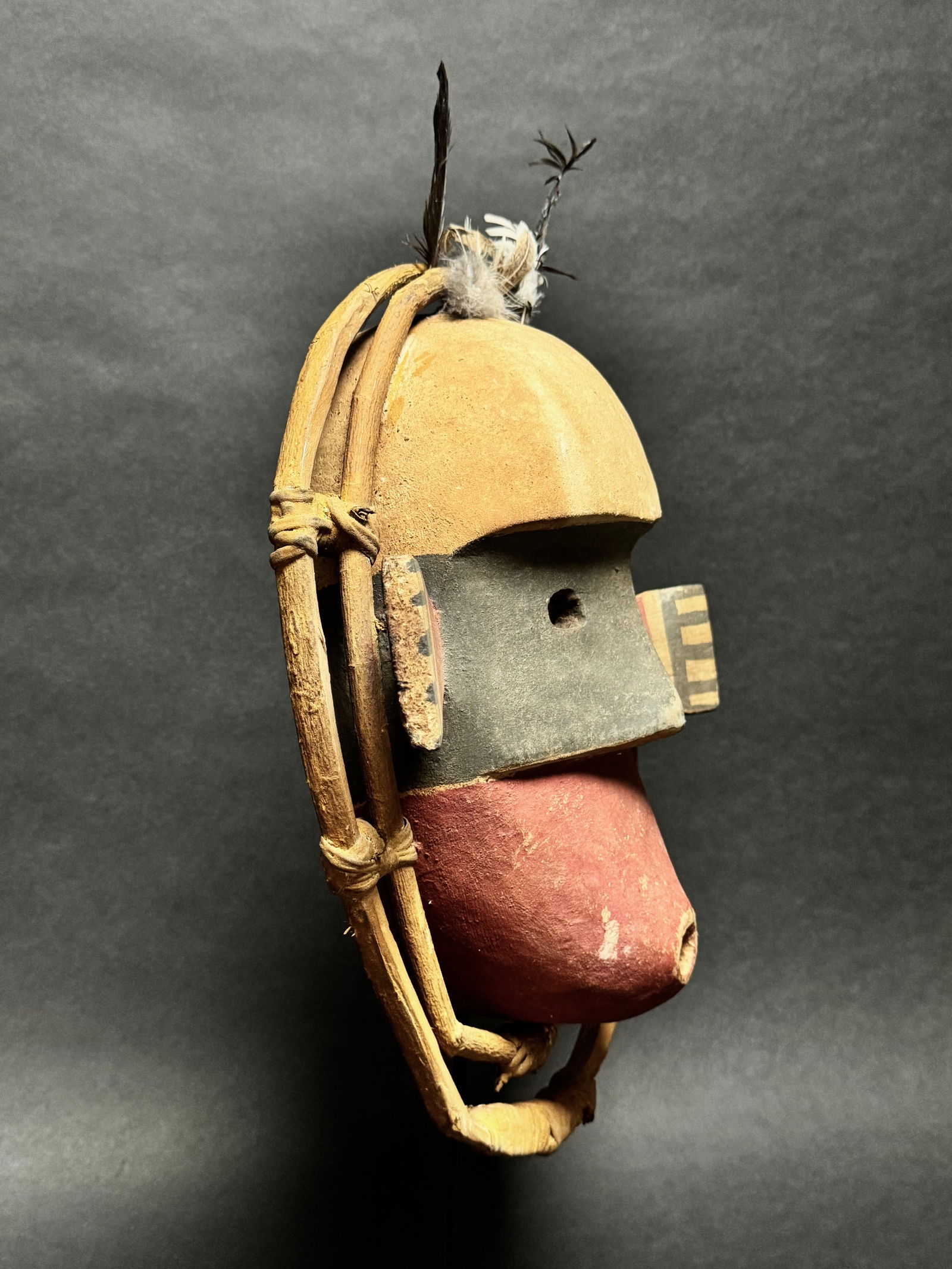 Yupik Mask with feathers made by the Inuit People who live on the West Coast of Alaska. - 9