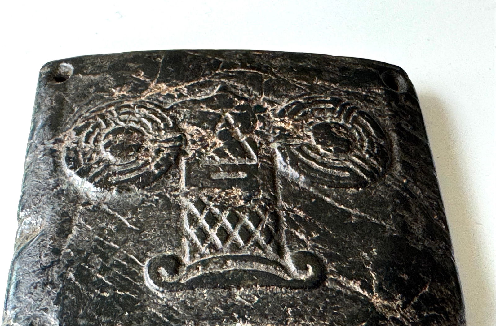 Ancient Dark-Green Jade HongShan Culture amulet, China - 4