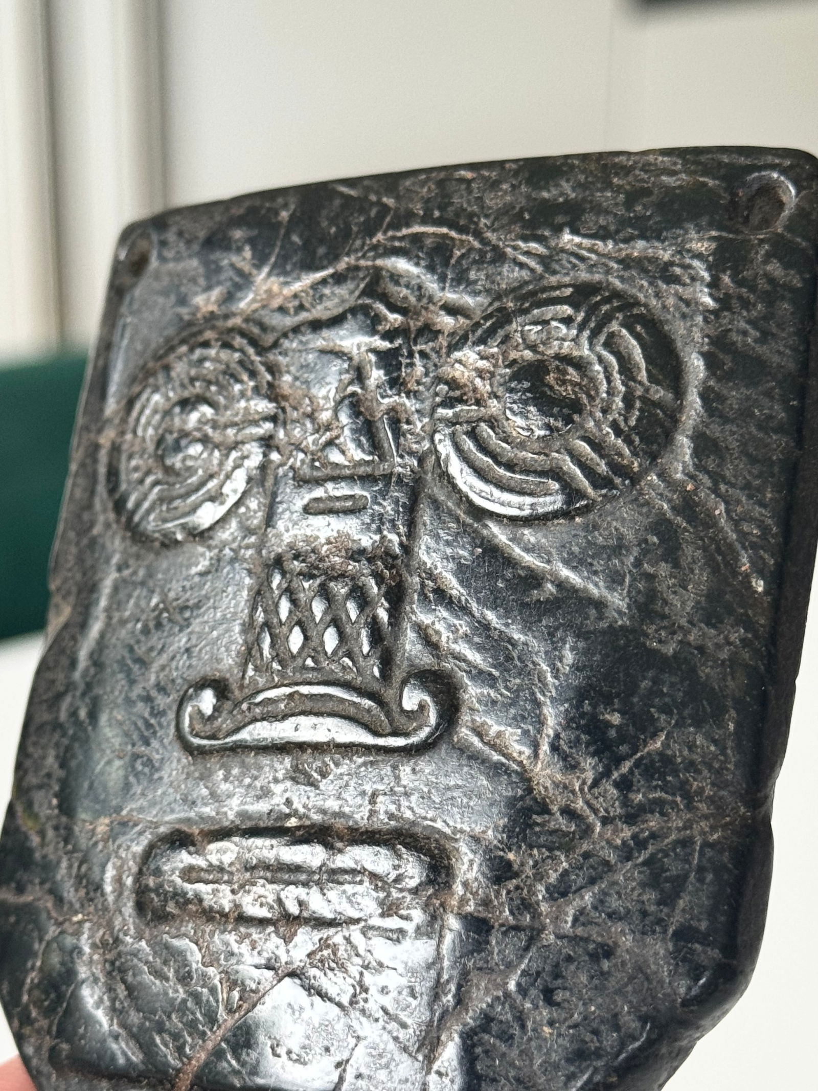 Ancient Dark-Green Jade HongShan Culture amulet, China - 9