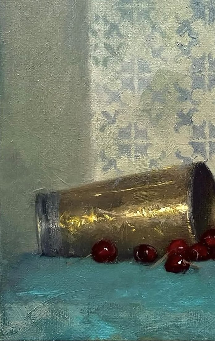 Oil painting Copper Cup and Cherries Annam Butt - 4