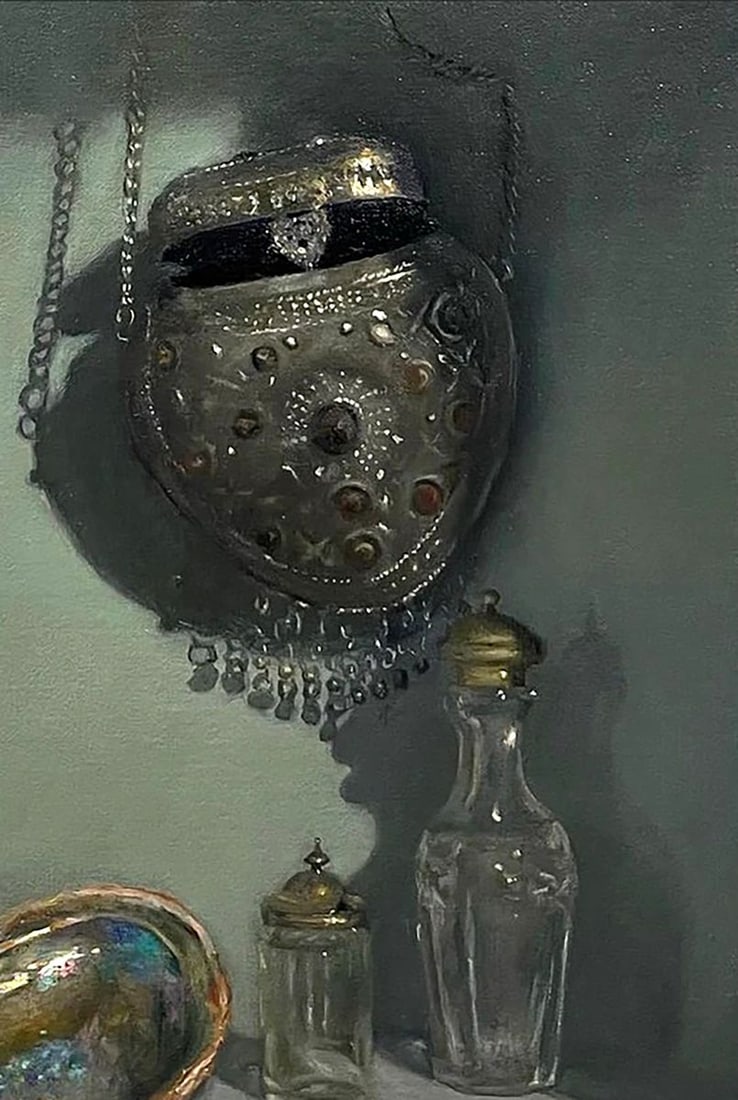 Oil painting Still life with Pearl and Glass Annam Butt - 3