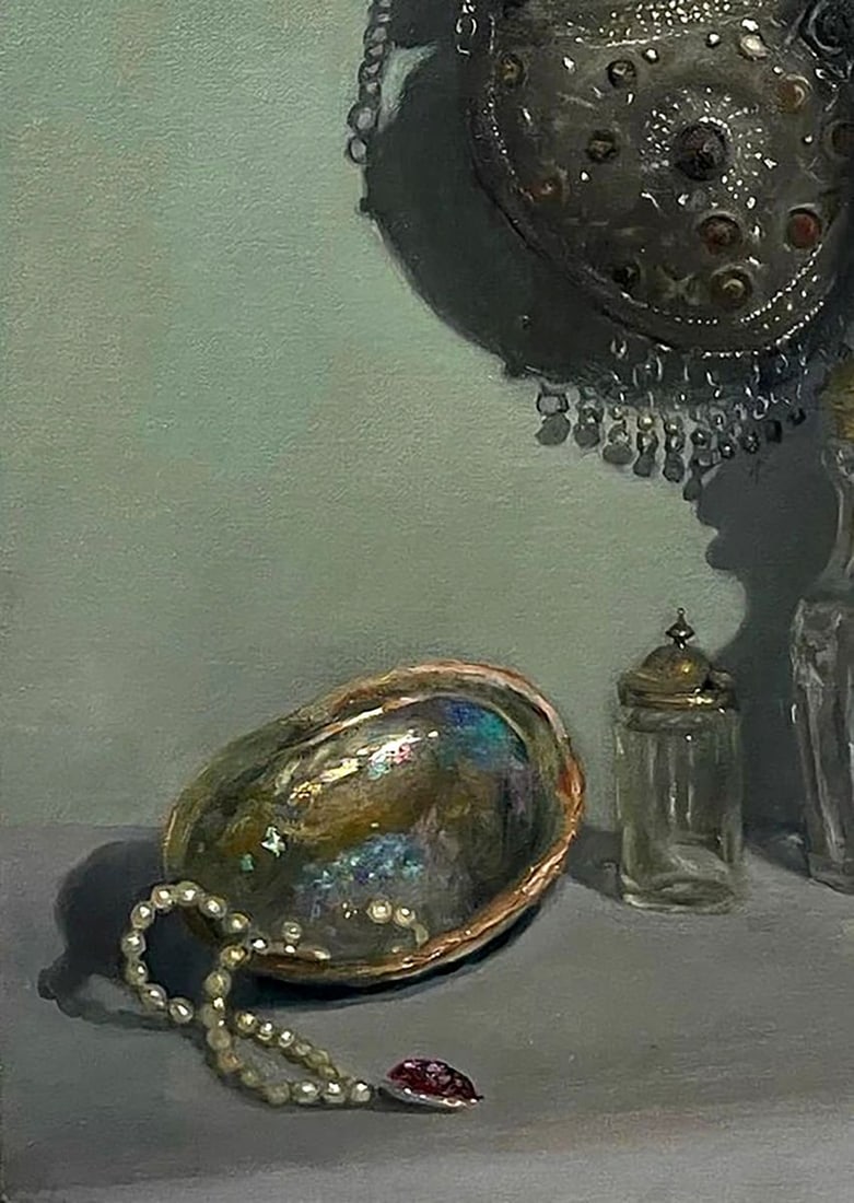Oil painting Still life with Pearl and Glass Annam Butt - 4