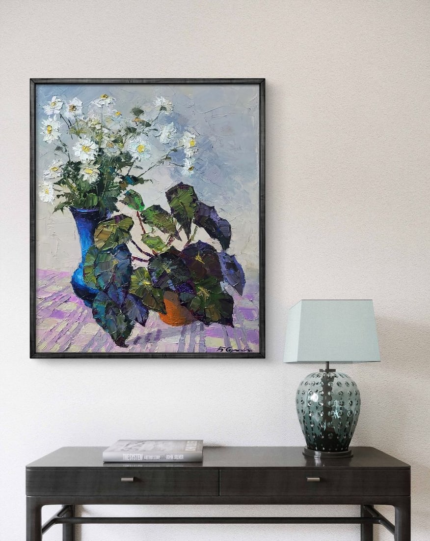 Oil painting Still life with begonia and daisies Boris Serdyuk - 3