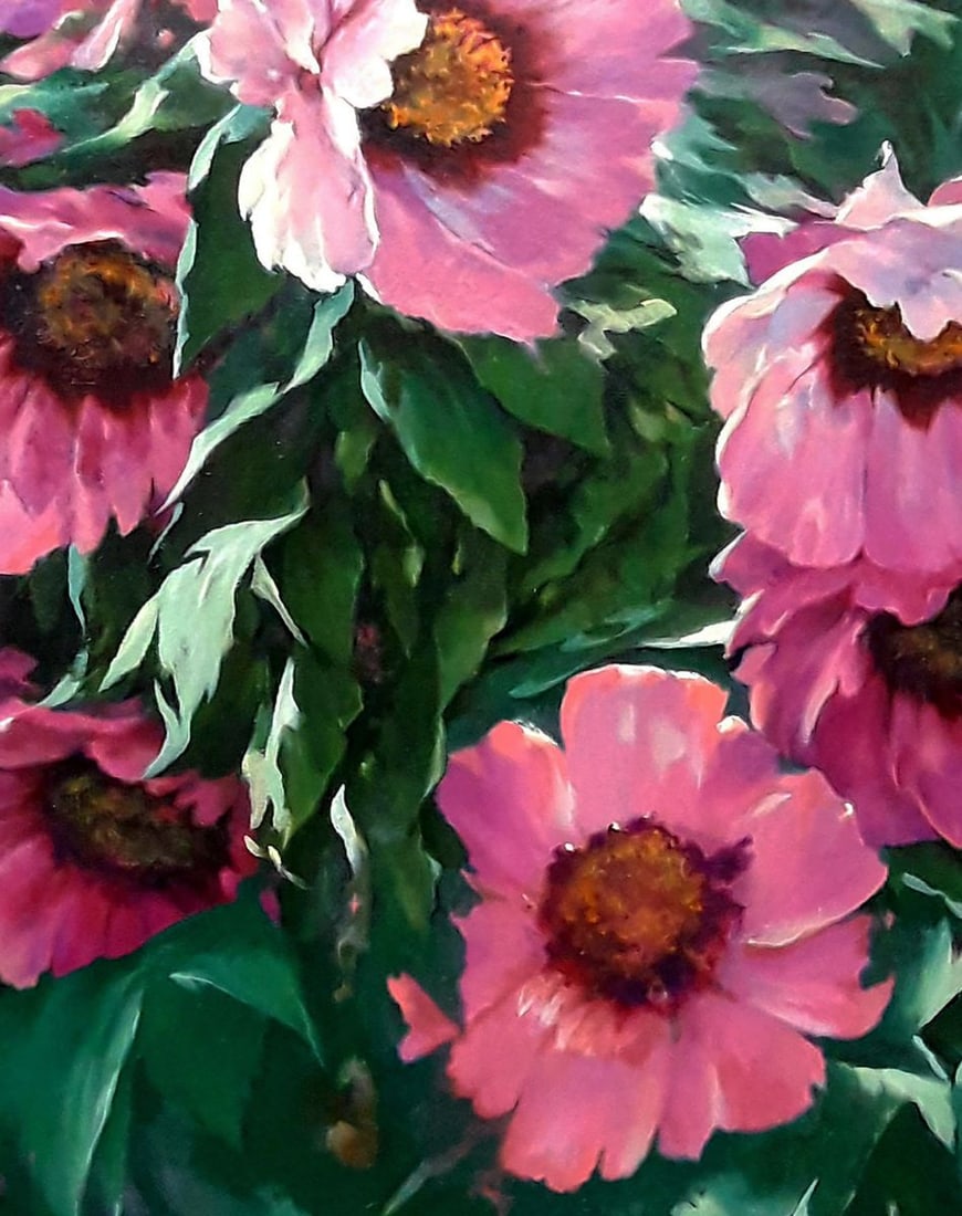 Oil painting Tree pink peonies Vasily Korkishko - 7