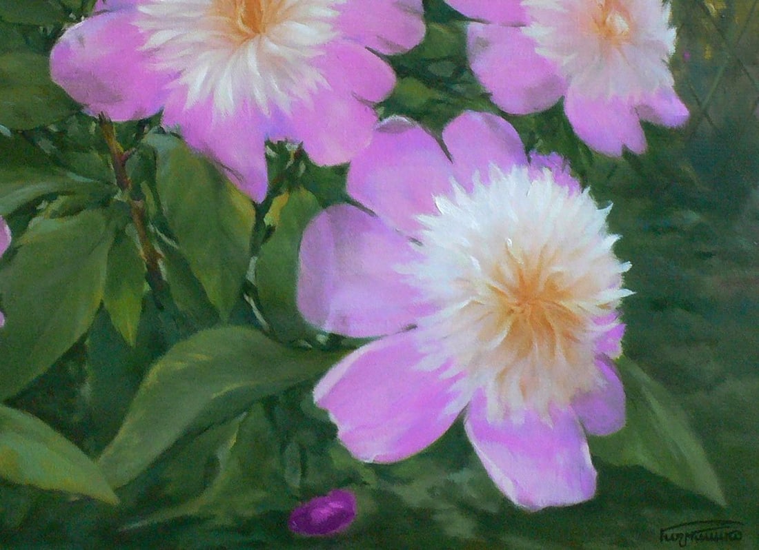 Oil painting Bright peonies Vasily Korkishko - 2