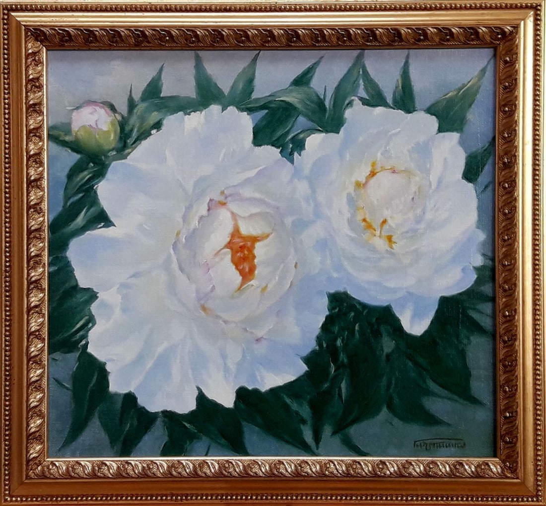 Oil painting White peonies Vasily Korkishko (1 of 7)