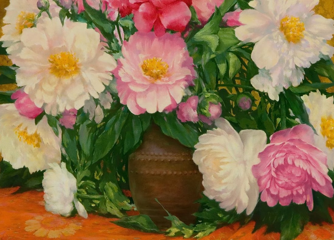 Oil painting Still life on a red tablecloth Vasily Korkishko - 6