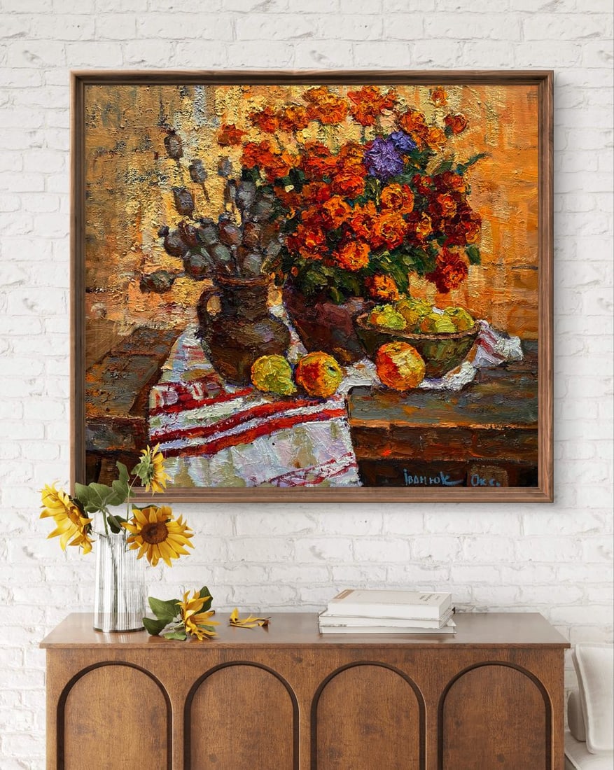 Oil painting Preparing for Apple Savior Oksana Ivanyuk - 3