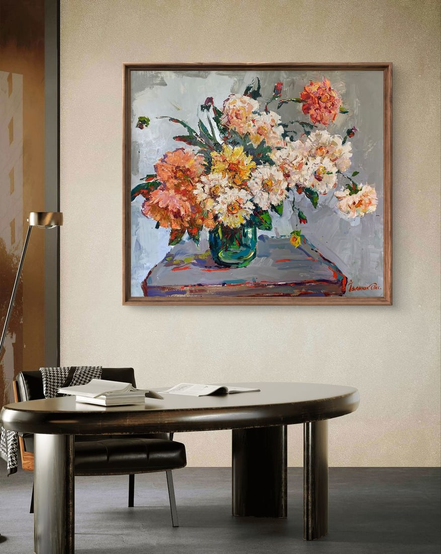 Oil painting Autumn dahlias Oksana Ivanyuk - 2