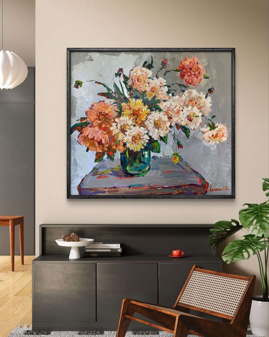 Oil painting Autumn dahlias Oksana Ivanyuk - 3