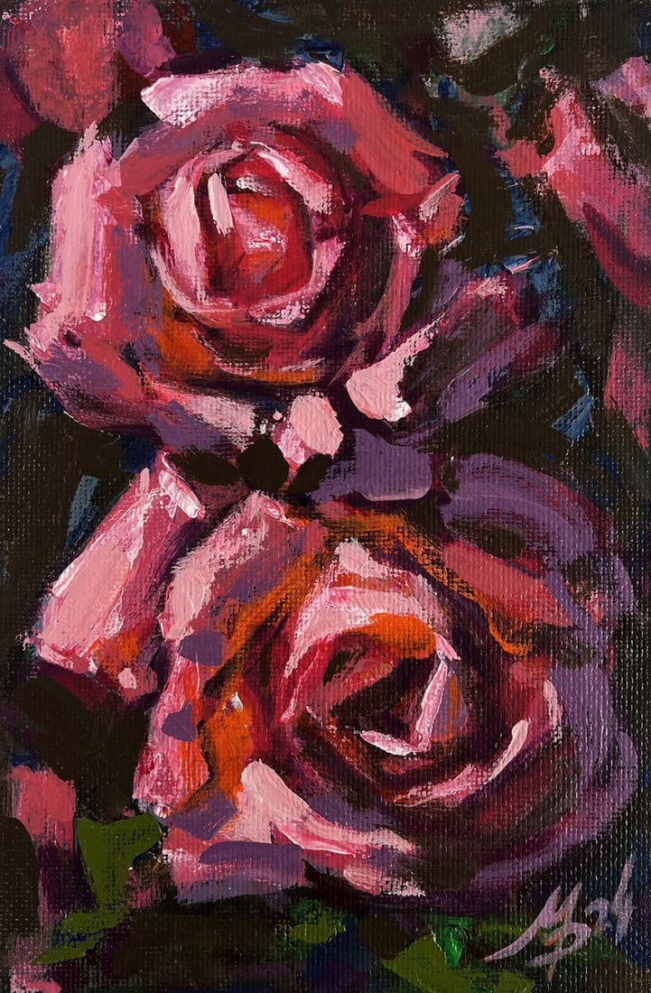 Acrylic painting Pink roses Mykhailo Patskan - 3