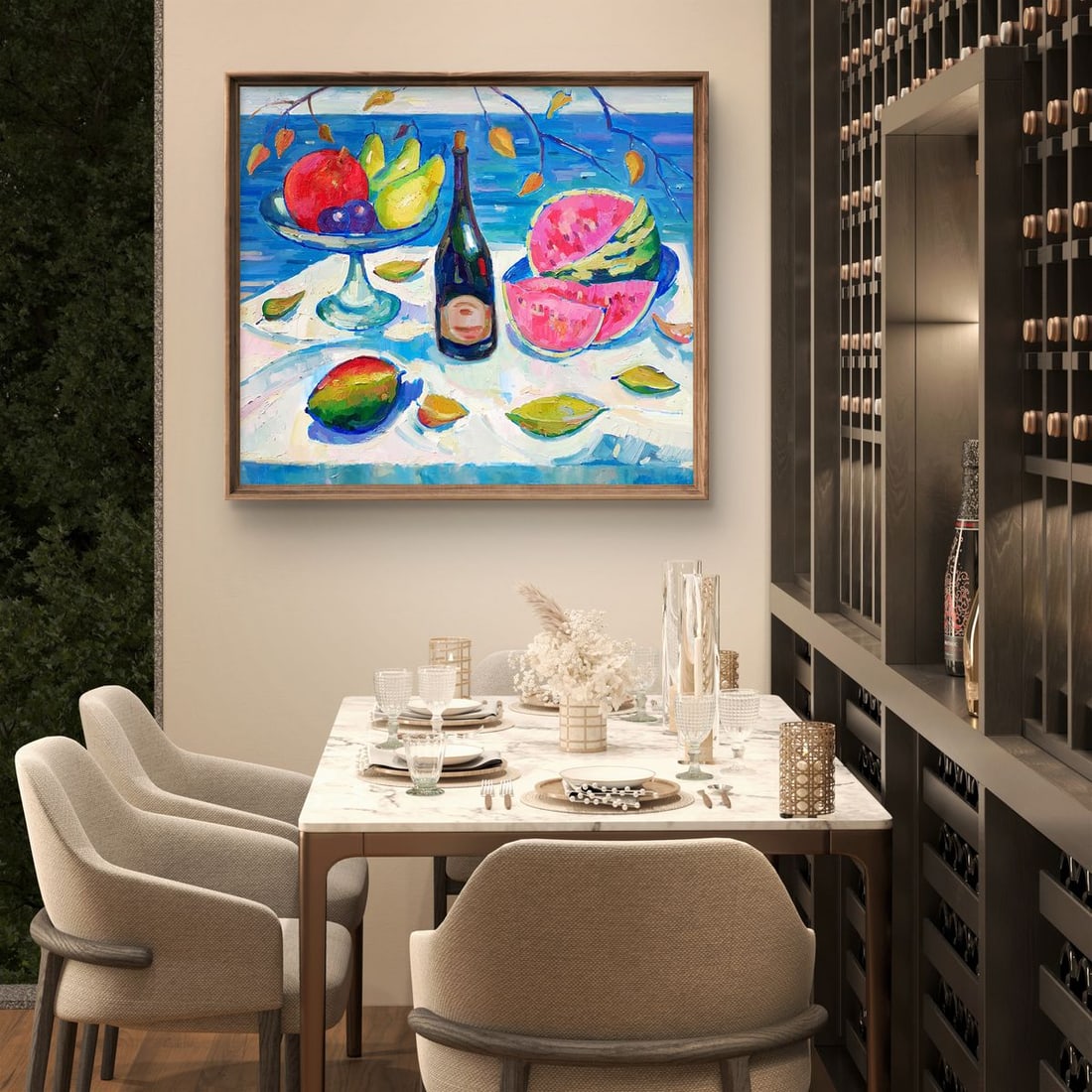 Oil painting Still life with watermelon and mango Peter Tovpev - 2