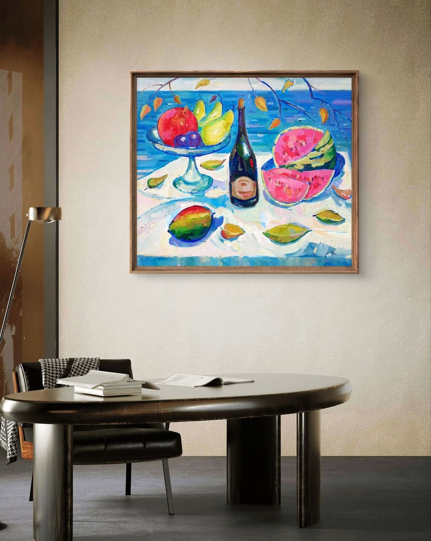 Oil painting Still life with watermelon and mango Peter Tovpev - 3
