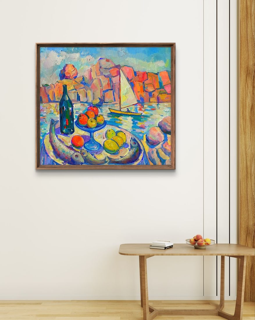 Oil painting Sunday afternoon on the shore Peter Tovpev - 2