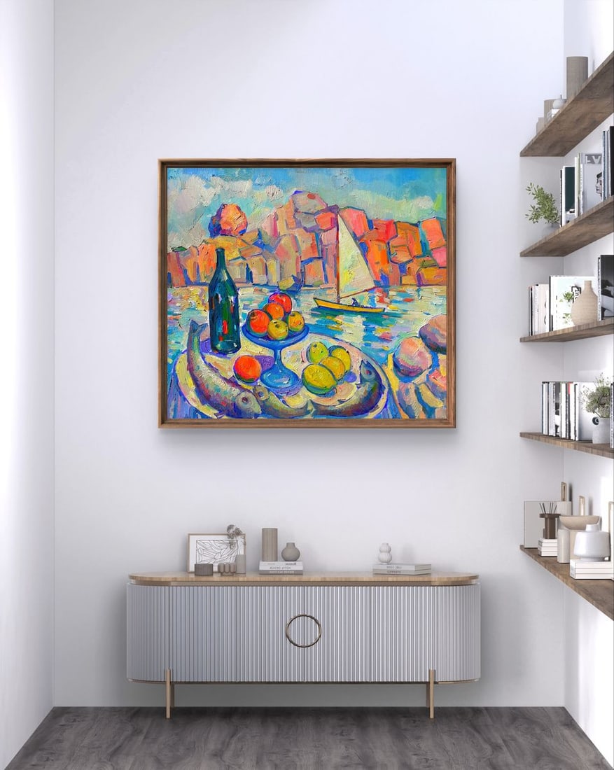 Oil painting Sunday afternoon on the shore Peter Tovpev - 3