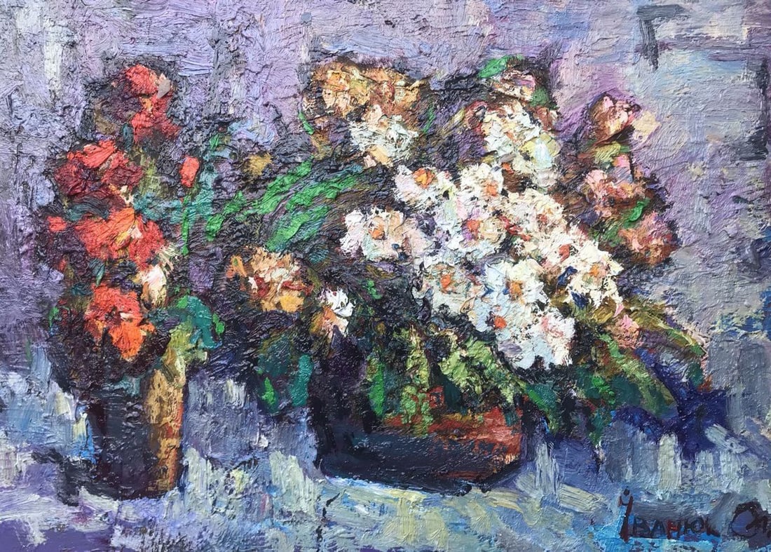 Oil painting Chrysanthemums Kalenyuk Alex: Title: Oil painting Chrysanthemums Kalenyuk Alex Description: No. Kalen 842 *** ABOUT THIS PAINTING *** * TITLE: "Chrysanthemums" * ARTISTS: Kalenyuk Alex * SIZE: 50x70 cm/'19.68x27.55 inches' * MEDIU