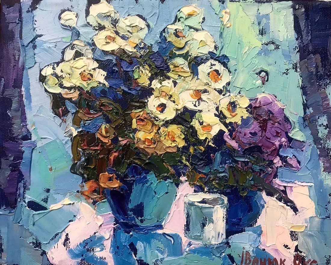 Oil painting Flowers on the window Kalenyuk Oksana: Title: Oil painting Flowers on the window Kalenyuk Oksana Description: No. Kalen 995 *** ABOUT THIS PAINTING *** * TITLE: "Flowers on the window" * ARTISTS: Kalenyuk Oksana * SIZE: 20x25