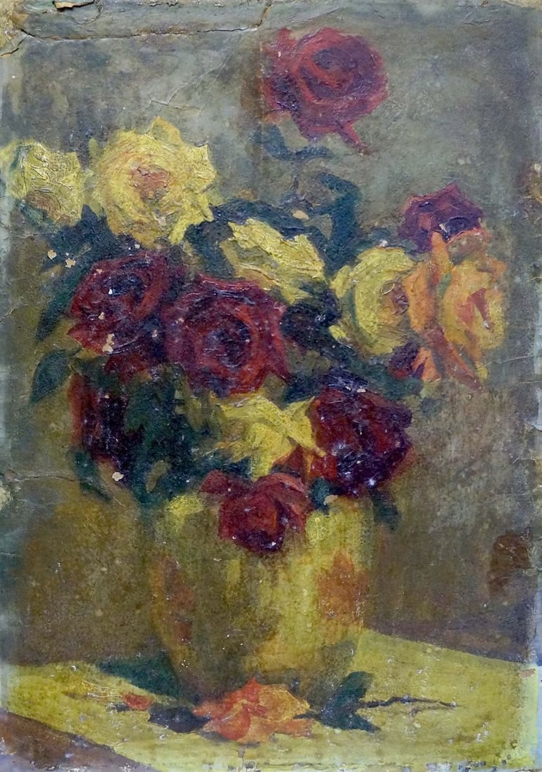 Oil painting Roses: Title: Oil painting Roses Description: No. Verns 567 *** ABOUT THIS PAINTING *** * TITLE: "Roses" * ARTISTS: * SIZE: 49x35 cm/'19.29x13.77 inches' * MEDIUM: oil, cardboard * HAND PAINTED: Original pai