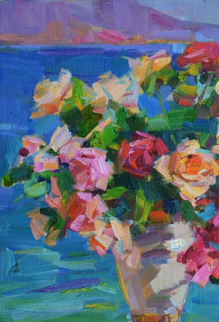 Oli painting roses by the sea Tepeta Miacheslav - 2