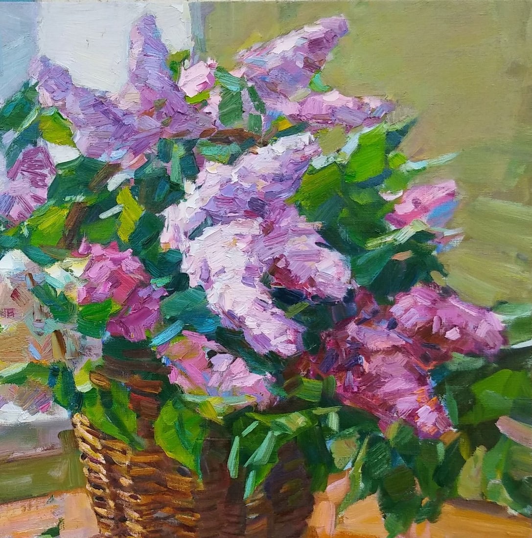Oli painting Basket with lilac Tepeta Miacheslav - 3