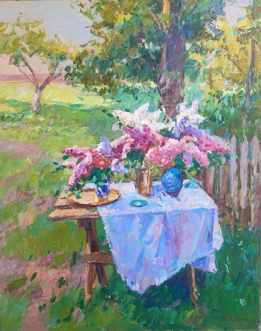 Oli painting Lilac on the table Tepeta Miacheslav (1 of 6)